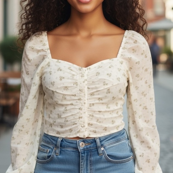 American Eagle Lightweight Sweetheart Crop Top Size Small - Picture 1 of 8